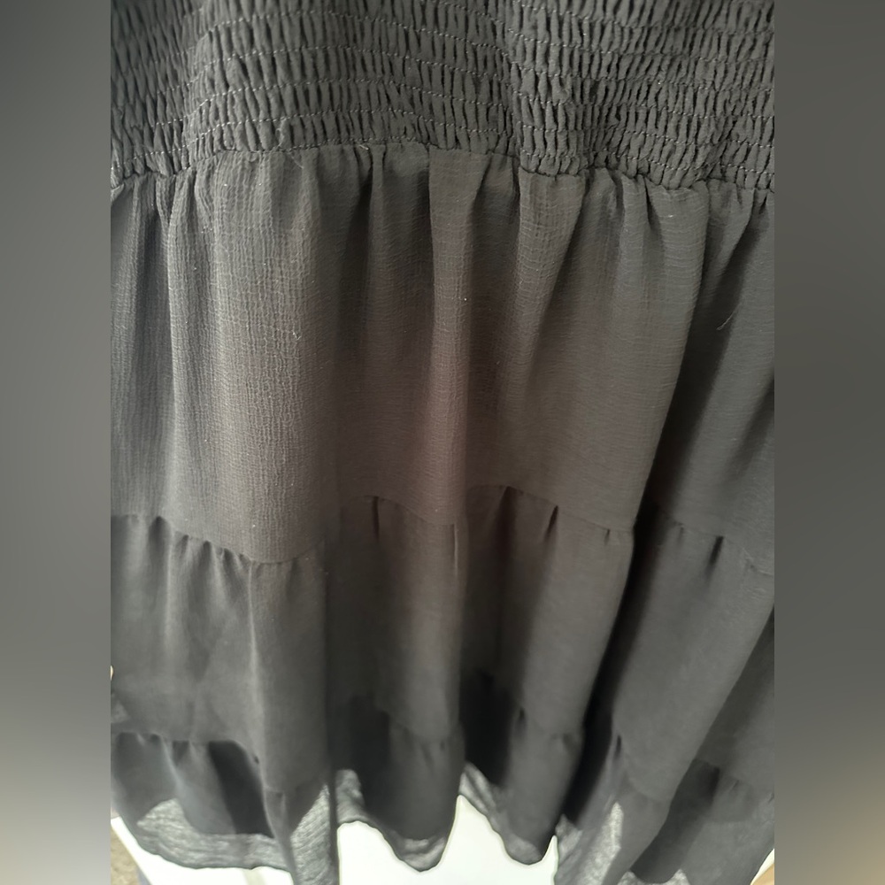 Chic Soul Black Square-Neck Puff-Sleeve Tiered Dress - Picture 5 of 8
